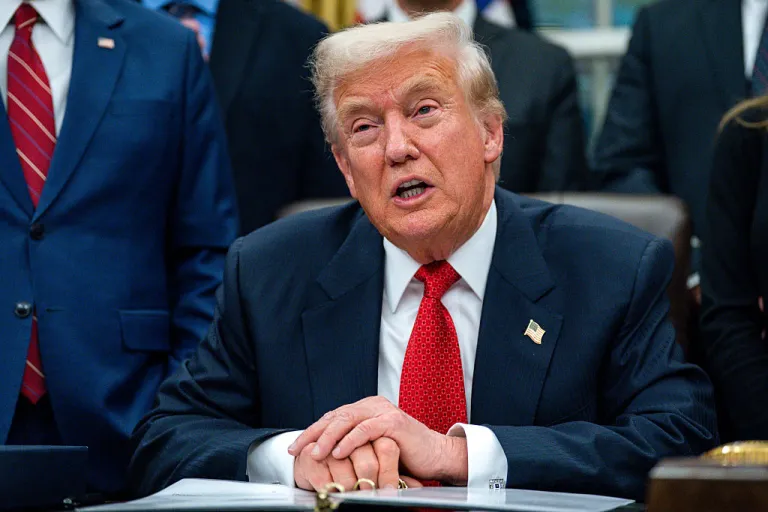 President Donald Trump speaks prior to signing funding legislation to reopen the government.