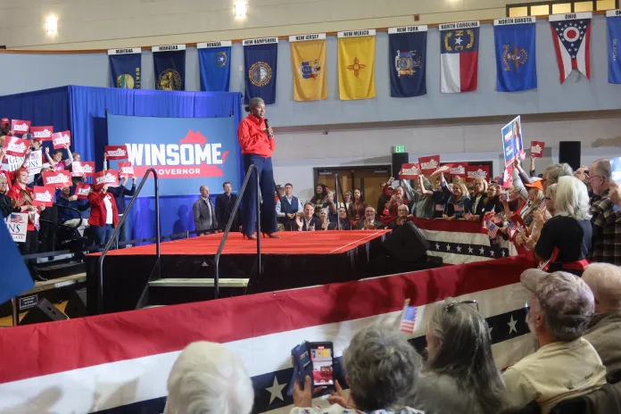 Lt. Gov. Winsome Earle-Sears, the Republican nominee for governor, campaigned in Loudoun County on Saturday. (Samantha-Jo Roth, Washington Examiner)