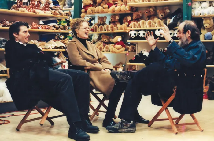 Tom Cruise, Nicole Kidman, and Stanley Kubrick on the set of Eyes Wide Shut.