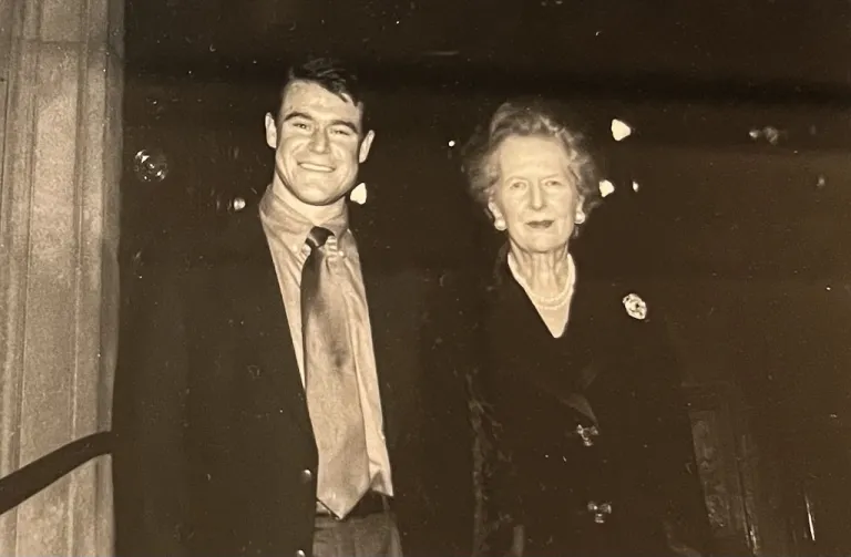 Sen. Todd Young (R-IN) and former U.K. Prime Minister Margaret Thatcher.