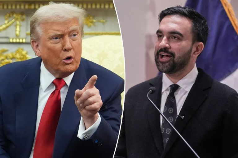 A picture collage with President Donald Trump and New York City Mayor-elect Zohran Mamdani.