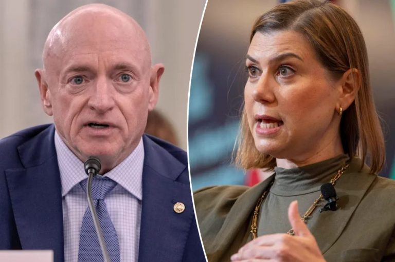 A collage of Sens. Mark Kelly (D-AZ) and Elissa Slotkin (D-MI).