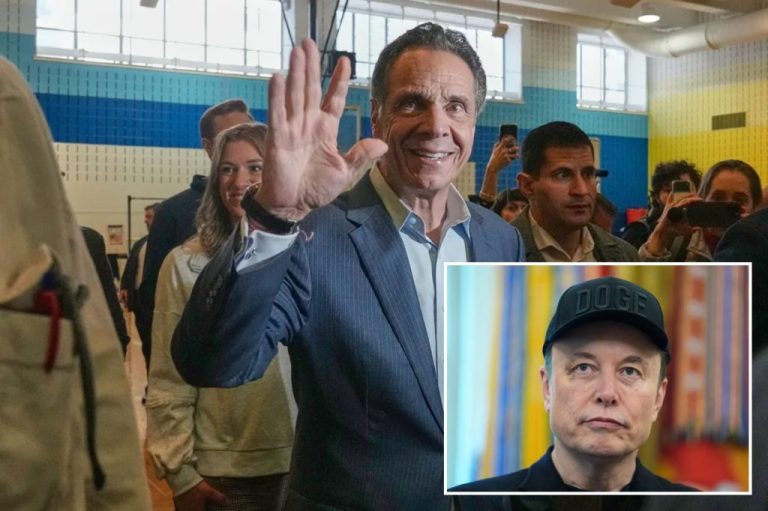 Cuomo and Musk in a collage.