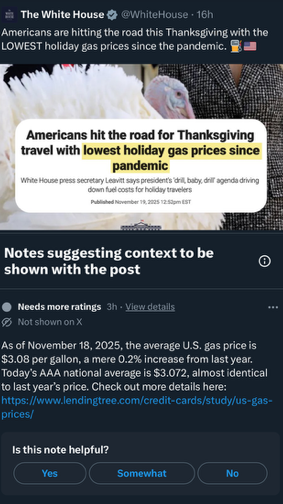 White House X community notes.