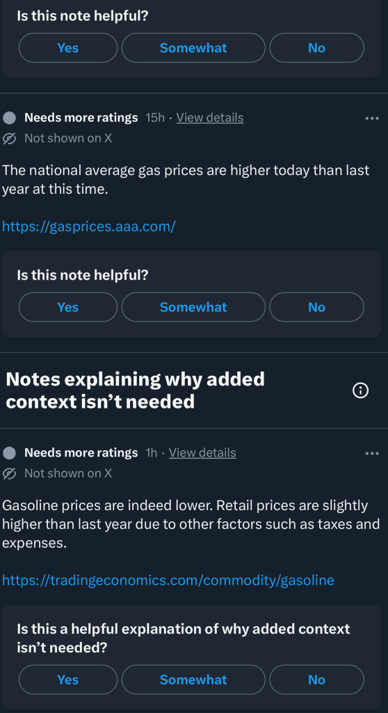 White House X community notes.