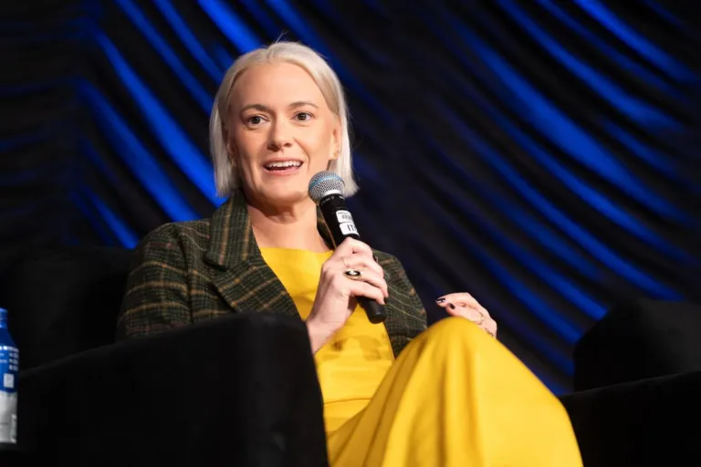 Anti-gerrymandering activist Kate Barr speaks at an event.