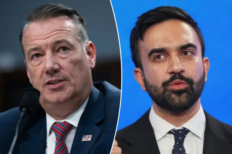 Collage of Todd Lyons and Zohran Mamdani