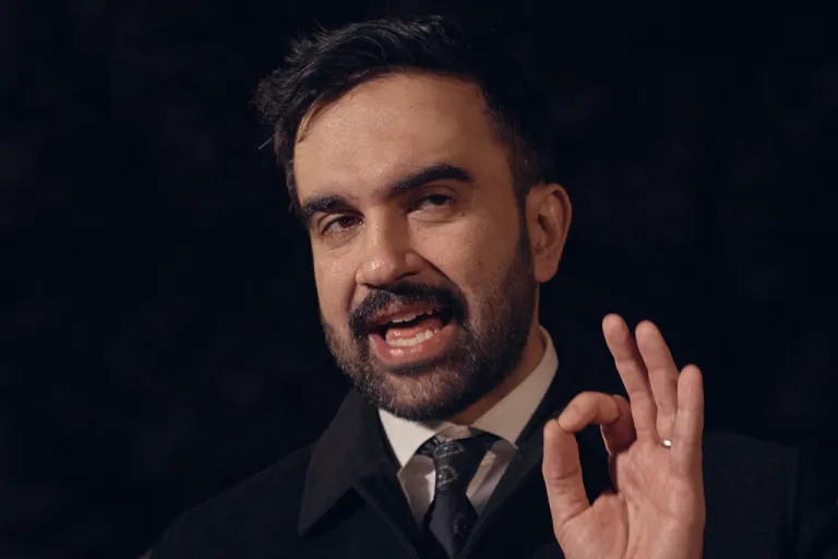 New York mayoral candidate Zohran Mamdani speaks at Dutch Kills Playground