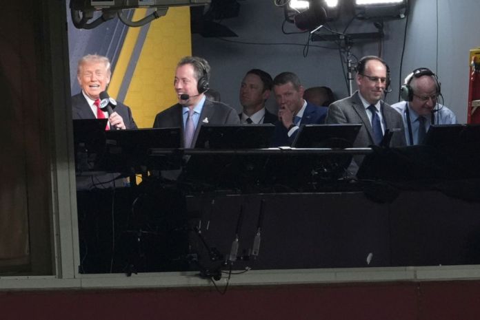 Trump does play-by-play in the broadcast booth of Commanders game