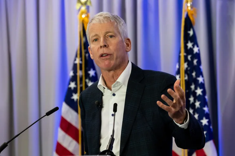 Energy Secretary Chris Wright speaks at a news conference.