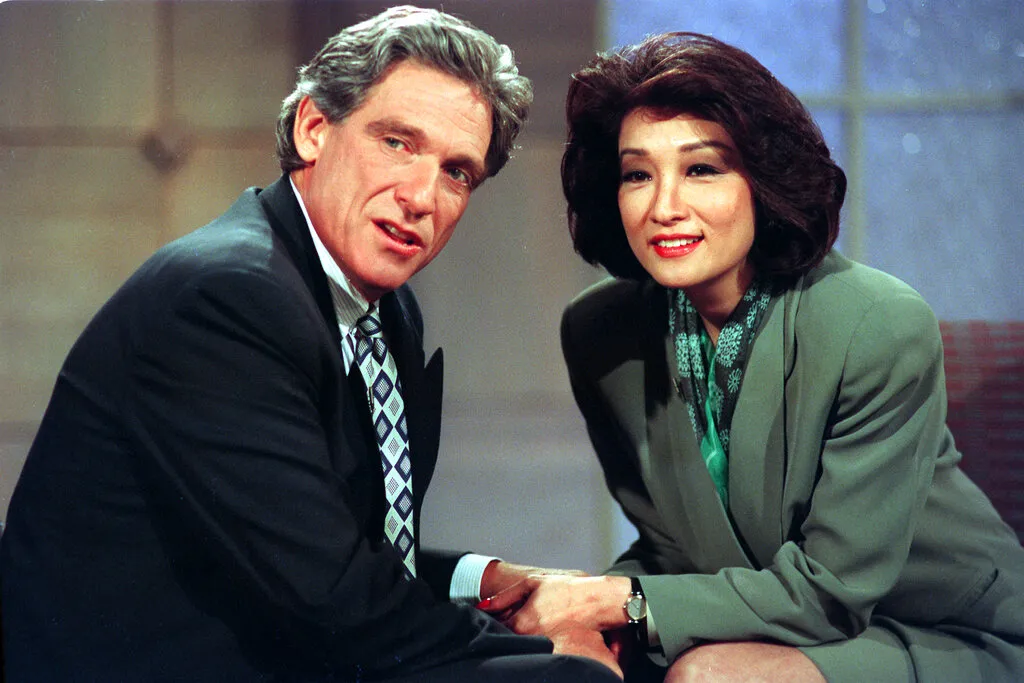 Television talk show host Maury Povich is seen with his wife and anchorwoman Connie Chung in this file photo from May 1995. (AP Photo-File)