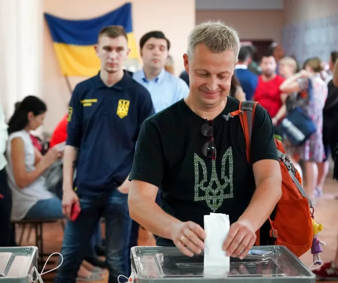 Ukrainian citizens cast votes in 2019 parliamentary election