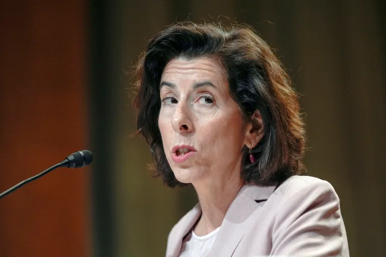 Commerce Secretary Gina Raimondo testifies during a hearing on Capitol Hill.