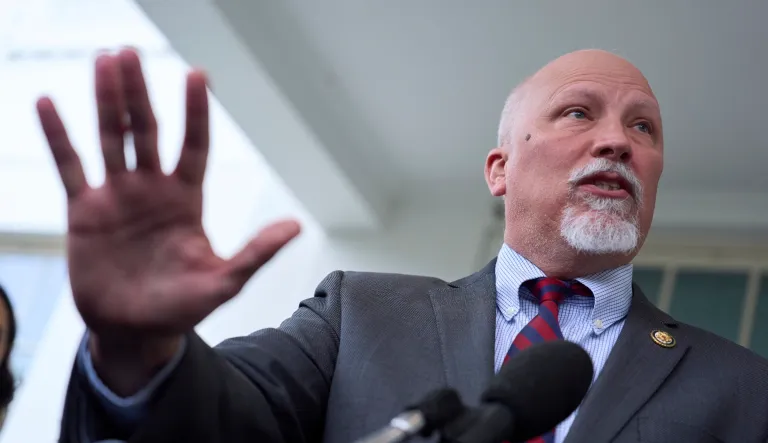 Rep. Chip Roy, R-Texas, speaks with reporters after meeting with President Donald Trump at the White House, Wednesday, March 5, 2025, in Washington. (AP Photo/Evan Vucci)