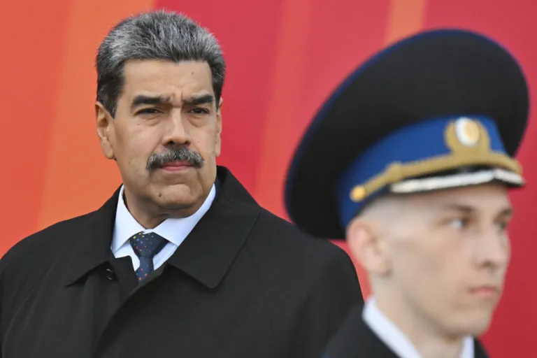 Venezuelan President Nicolas Maduro attends the Victory Day military parade in Moscow, Russia.