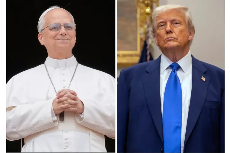 Split view of Pope Leo XIV and President Donald Trump.