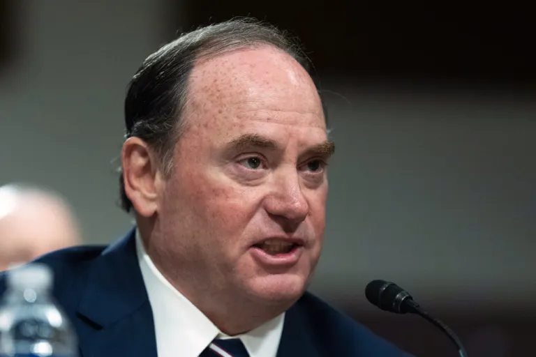 Secretary of the Navy John Phelan, testifies before a Senate Committee on Armed Services hearing to examine the posture of the Department of the Navy in review of the Defense Authorization Request for Fiscal Year 2026 and the Future Years Defense Program on Capitol Hill, Tuesday, June 10, 2025, in Washington. (AP Photo/Manuel Balce Ceneta)