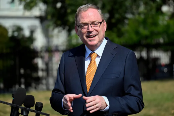 Kevin Hassett, director of the National Economic Council, answers questions from the media.
