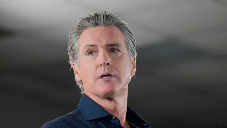 California Gov. Gavin Newsom speaks during a rally with Harris County Democrats at the IBEW local 716 union hall on Saturday, Nov. 8, 2025, in Houston. (AP Photo/Karen Warren)