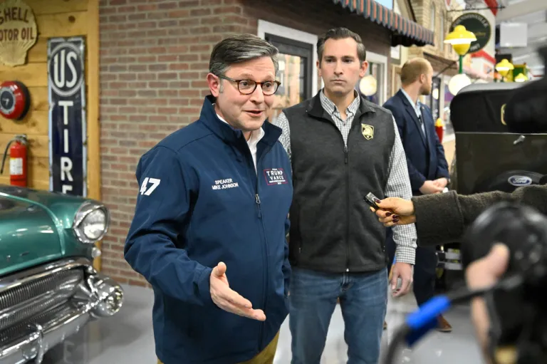 House Speaker Mike Johnson (R-LA) speaks to the media.