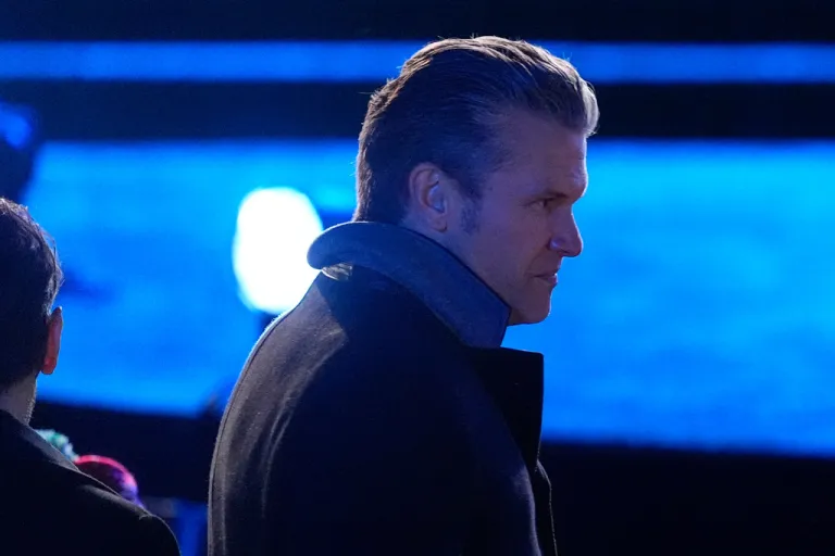 Defense Secretary Pete Hegseth arrives before the lighting of the National Christmas Tree on the Ellipse, Thursday, Dec. 4, 2025, near the White House in Washington. (AP Photo/Julia Demaree Nikhinson)