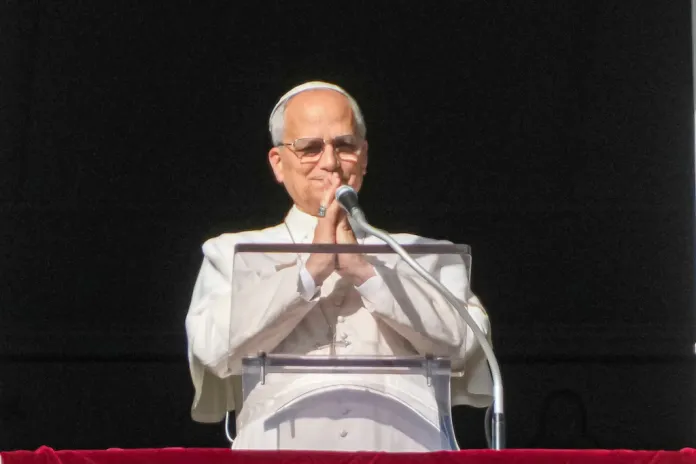 Pope Leo XIV addresses the faithful gathered in St. Peter's Square.