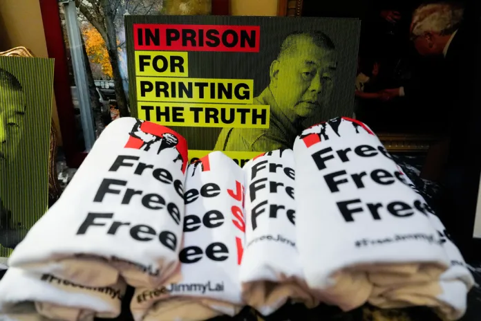 T-shirts in support of the imprisoned activist Jimmy Lai