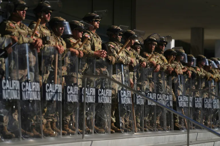 California National Guard positioned at the Federal Building.