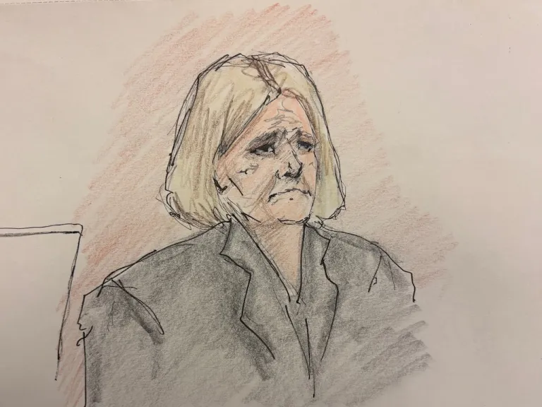 A courtroom sketch of Judge Hannah Dugan during the closing arguments at her trial in court.