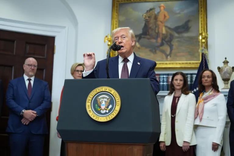 President Donald Trump is setting his sights on health insurance providers as he continues his ongoing efforts to address Americans' affordability concerns. (AP Photo/Evan Vucci)