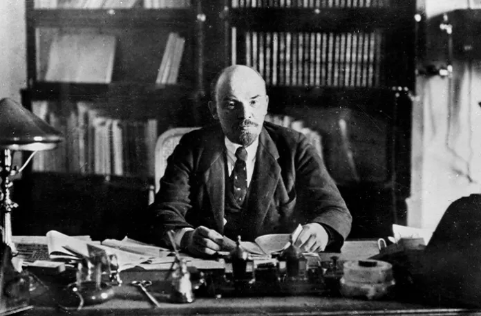 Russian revolutionary Vladimir Lenin, shown during his time as president of the Council of People’s Commissars of the USSR, during the 1910s. Allowing traces of capitalism to stave off a worsening famine, Lenin is alleged to have reassured his followers that ‘the capitalists will sell us the rope with which we will hang them.’ (Mondadori / Getty Images)