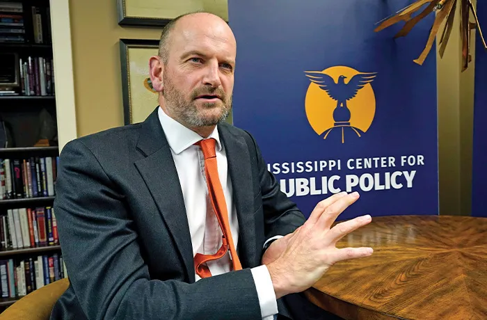 Former U.K. Member of Parliament Douglas Carswell, now president and CEO of the Mississippi Center for Public Policy, in Jackson, Mississippi, Jan. 6, 2021. (Rogelio V. Solis / AP)