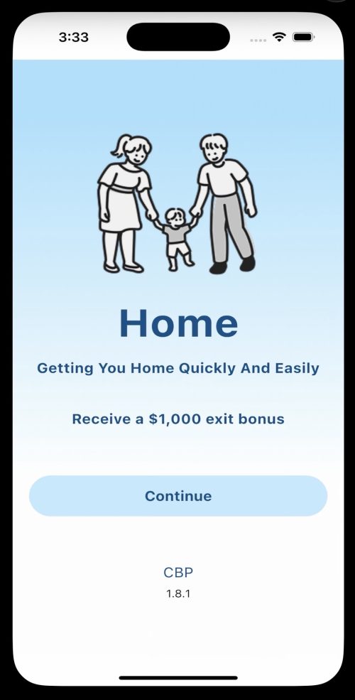 Screenshot: U.S. Customs and Border Protection's "CBP Home" phone app