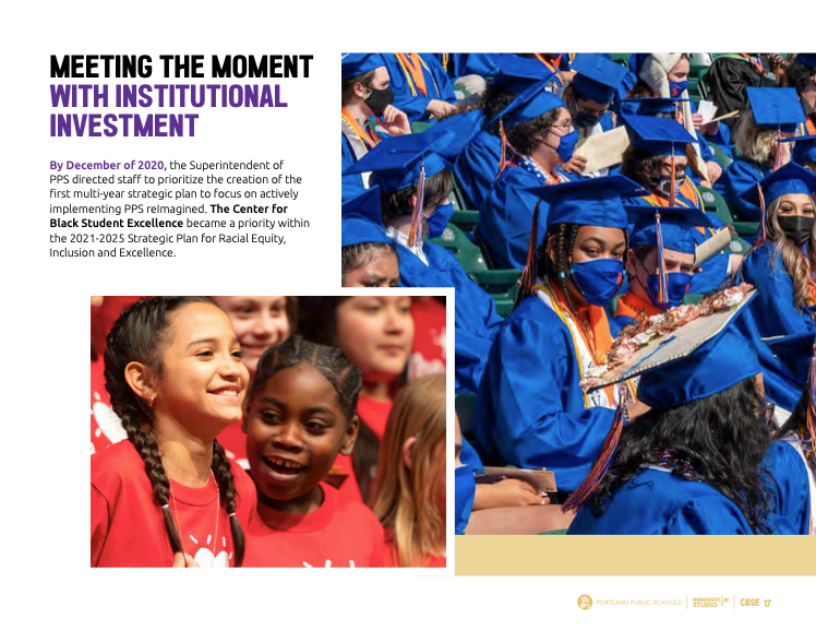 Portland Public Schools' Center For Black Excellence introductory materials.