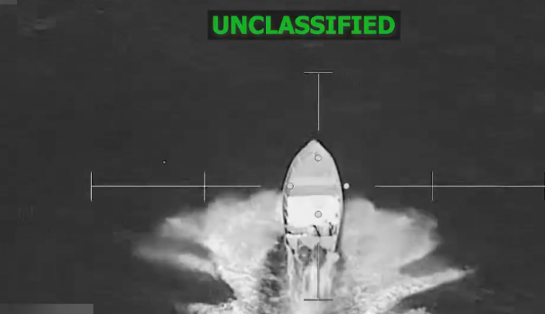 Images of one of the military strikes in Operation Southern Spear on Dec. 18. Image taken as screenshot from video posted by U.S. Southern Command X account.