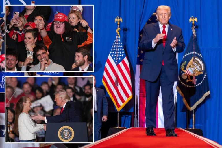 A collage of images from a rally help by President Donald Trump in Pennsylvania.