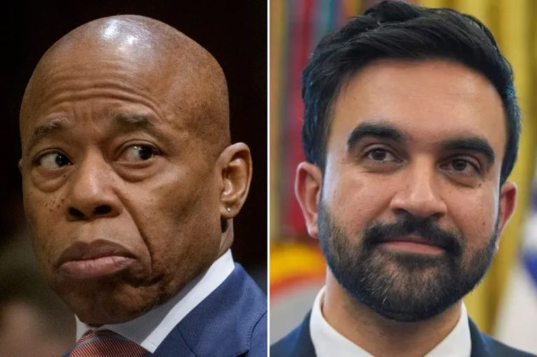 Collage of New York City Mayor Eric Adams and NYC Mayor-elect Zohran Mamdani.