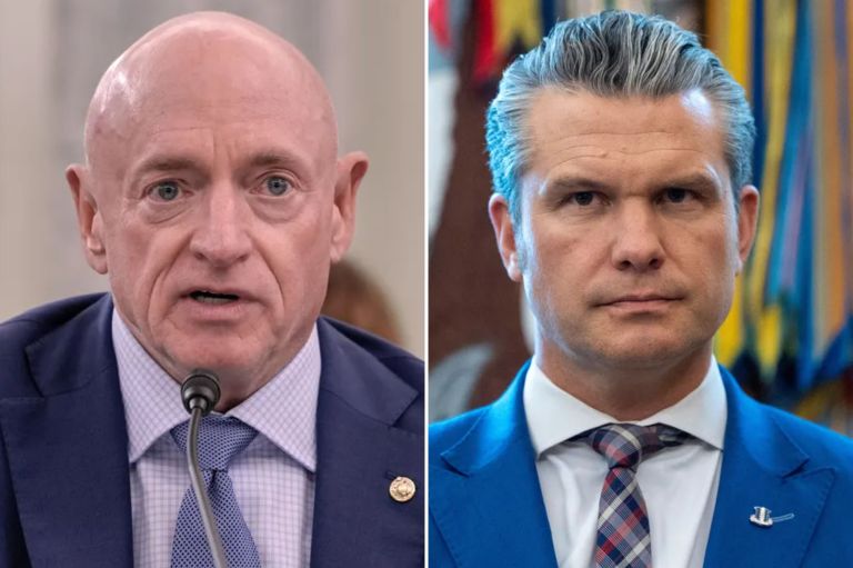 Mark Kelly and Pete Hegseth 