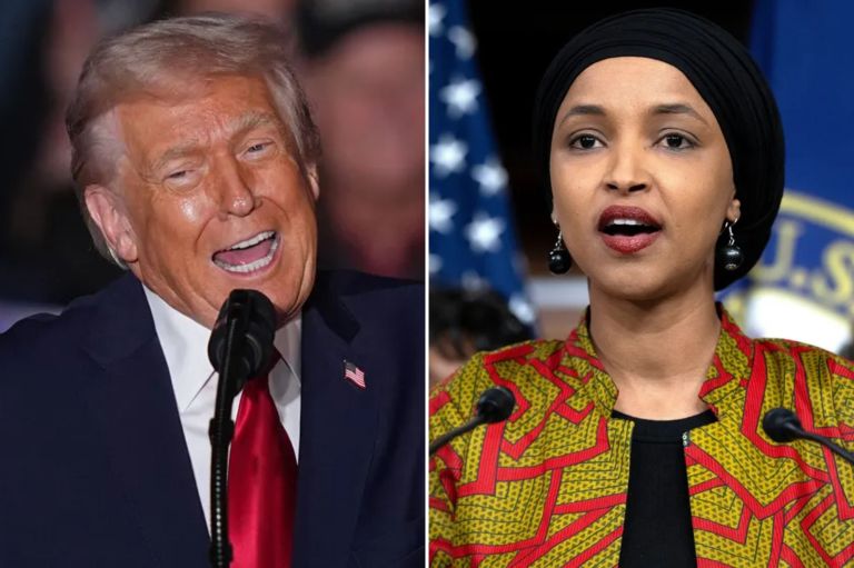 President Donald Trump and Rep. Ilhan Omar (D-MN)