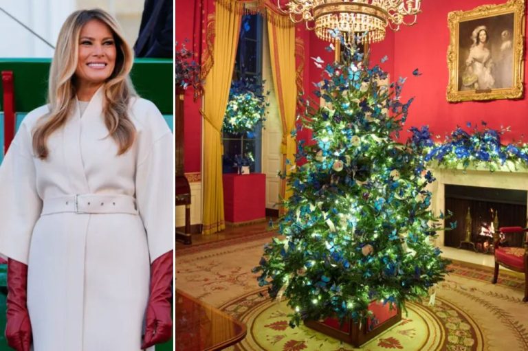 First lady Melania Trump with Christmas decor.