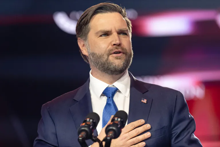 Vice President JD Vance speaks during Turning Point USA's AmericaFest 2025.