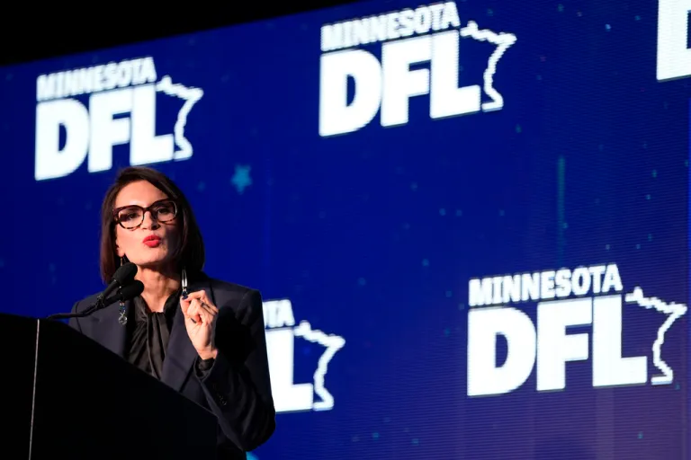 Minnesota Lt. Gov. Peggy Flanagan speaks at the DFL election night party, Tuesday, Nov. 5, 2024, in St. Paul, Minn.
