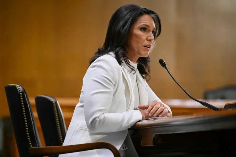 Former Rep. Tulsi Gabbard, President Donald Trump's choice to be the Director of National Intelligence, appears before the Senate Intelligence Committee for her confirmation hearing at the Capitol, Jan. 30, 2025, in Washington.