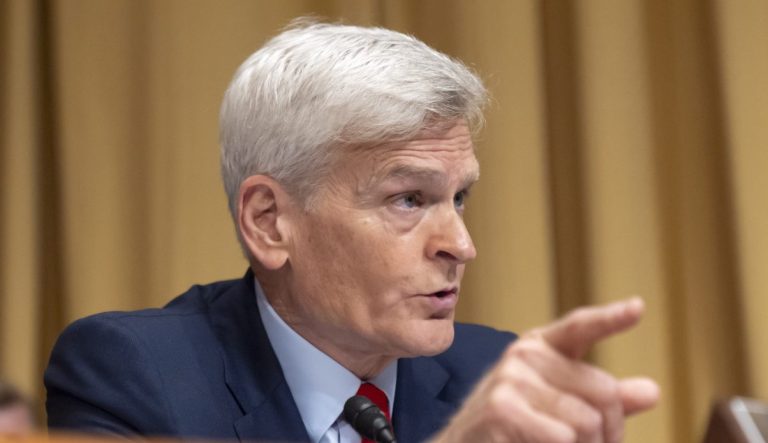 Sen. Bill Cassidy, R-La., speaks as Secretary of Health and Human Services Robert F. Kennedy Jr., appears before the Senate Finance Committee, on Capitol Hill in Washington, Thursday, Sept. 4, 2025. (AP Photo/Mark Schiefelbein)