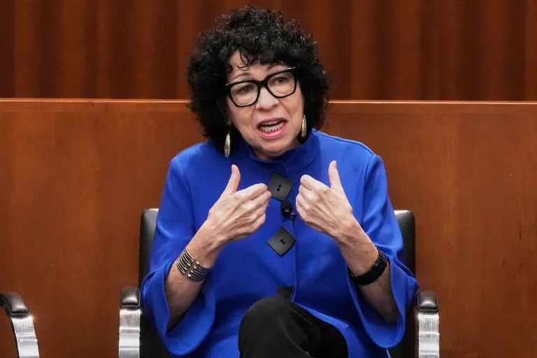 Supreme Court Justice Sonia Sotomayor speaks at the New York Law School's Constitution and Citizen Day Summit, in New York, Tuesday, Sept. 16, 2025. (AP Photo/Richard Drew)