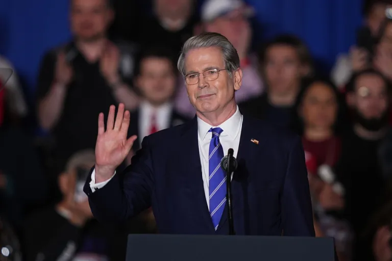U.S. Department of the Treasury Scott Bessent speaks before President Donald Trump arrives at the Mount Airy Casino Resort in Mount Pocono, Pa., Tuesday, Dec. 9, 2025.