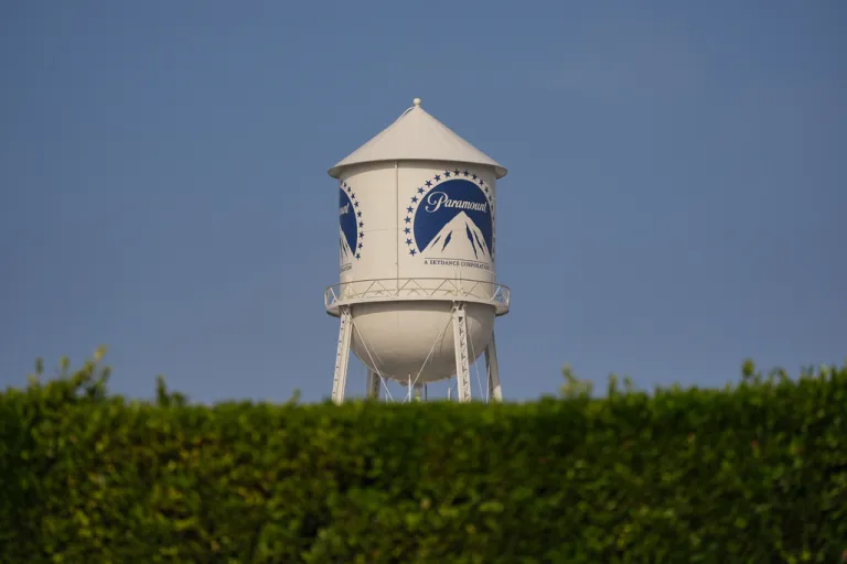 The Paramount Pictures water tower is seen in Los Angeles, Wednesday, Dec. 17, 2025.(AP Photo/Jae C. Hong)
