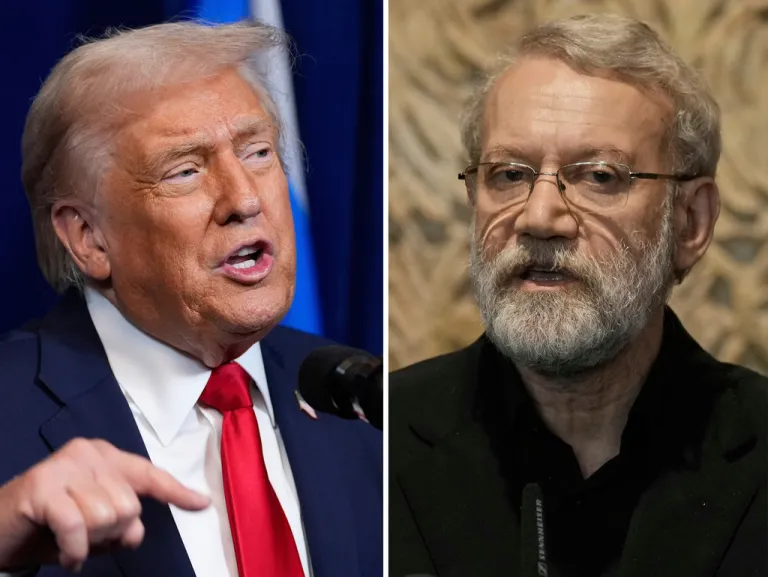 President Donald Trump and Ali Larijani.