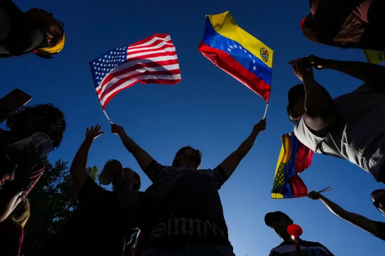 Venezuelans celebrate in Santiago, Chile.