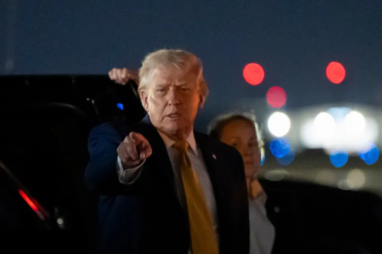 President Donald Trump departs on Air Force One from Palm Beach International Airport.